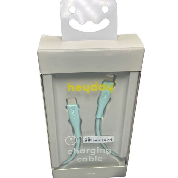 Lightning to USB-C Round Cable MFi Certified 3ft Teal Fast Charger iPhone iPad - Picture 2 of 10